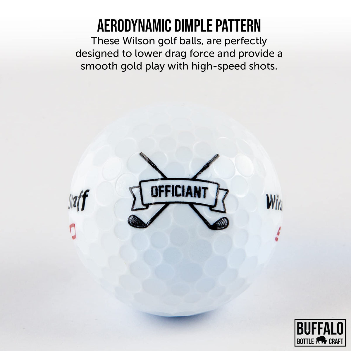 Buffalo Bottle Craft branding visible on Wilson ball surface