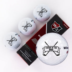 Buffalo Bottle Craft Father of the Bride gift with Wilson Staff Elite golf balls on display, premium wedding keepsake