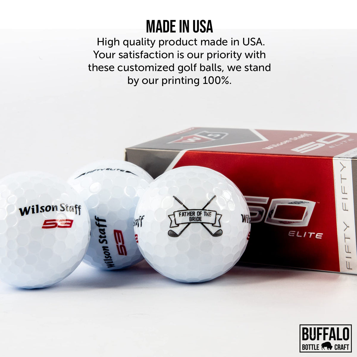 Buffalo Bottle Craft Father's wedding gift concept with golf balls