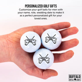 Buffalo Bottle Craft golf-ball closeup showing printed design for durable rounds.