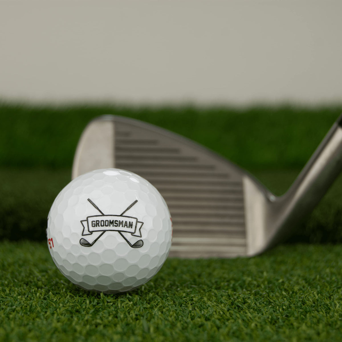 Packaging closeup of the printed golf ball for wedding gifts