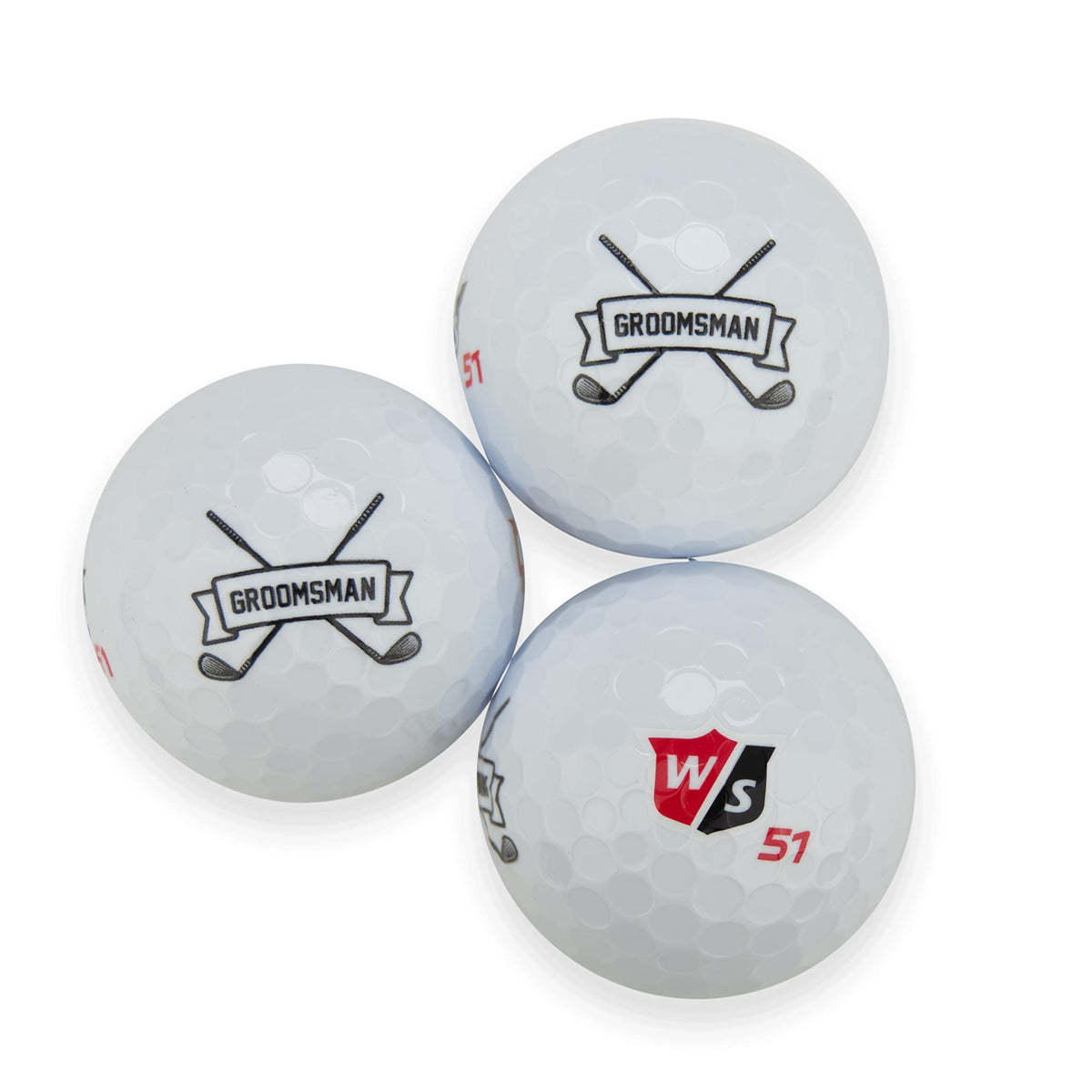 Buffalo Bottle Craft groomsman golf balls personalized initials—distinctive sleeve that stands out.