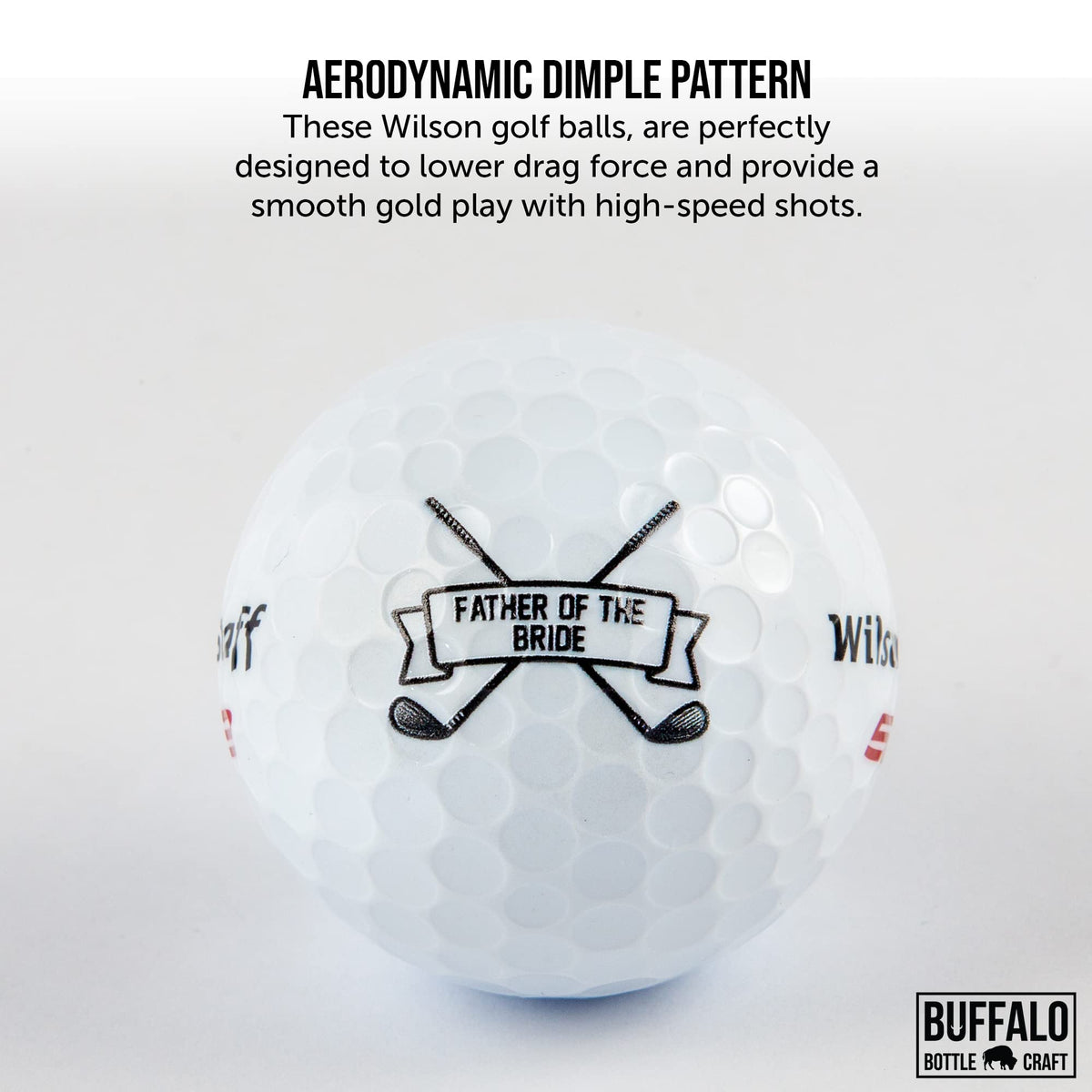 Buffalo Bottle Craft wedding gift for men featuring golf balls on a white surface