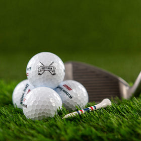 Buffalo Bottle Craft Wilson Staff Elite golf balls close-up showing premium design