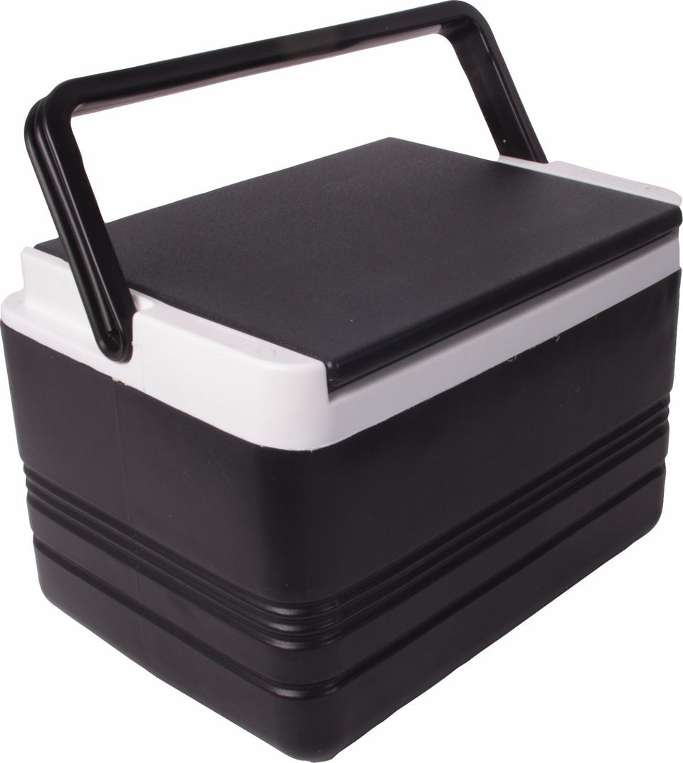 Buggies Unlimited 12-pack black golf cart cooler mounted on bracket for easy beverage access.