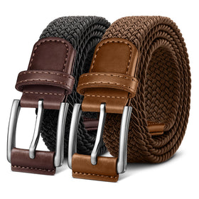 BULLIANT belt 2-pack elastic braided buckle for a customizable, comfortable fit.