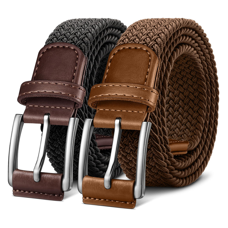 BULLIANT belt 2-pack elastic braided buckle for a customizable, comfortable fit.