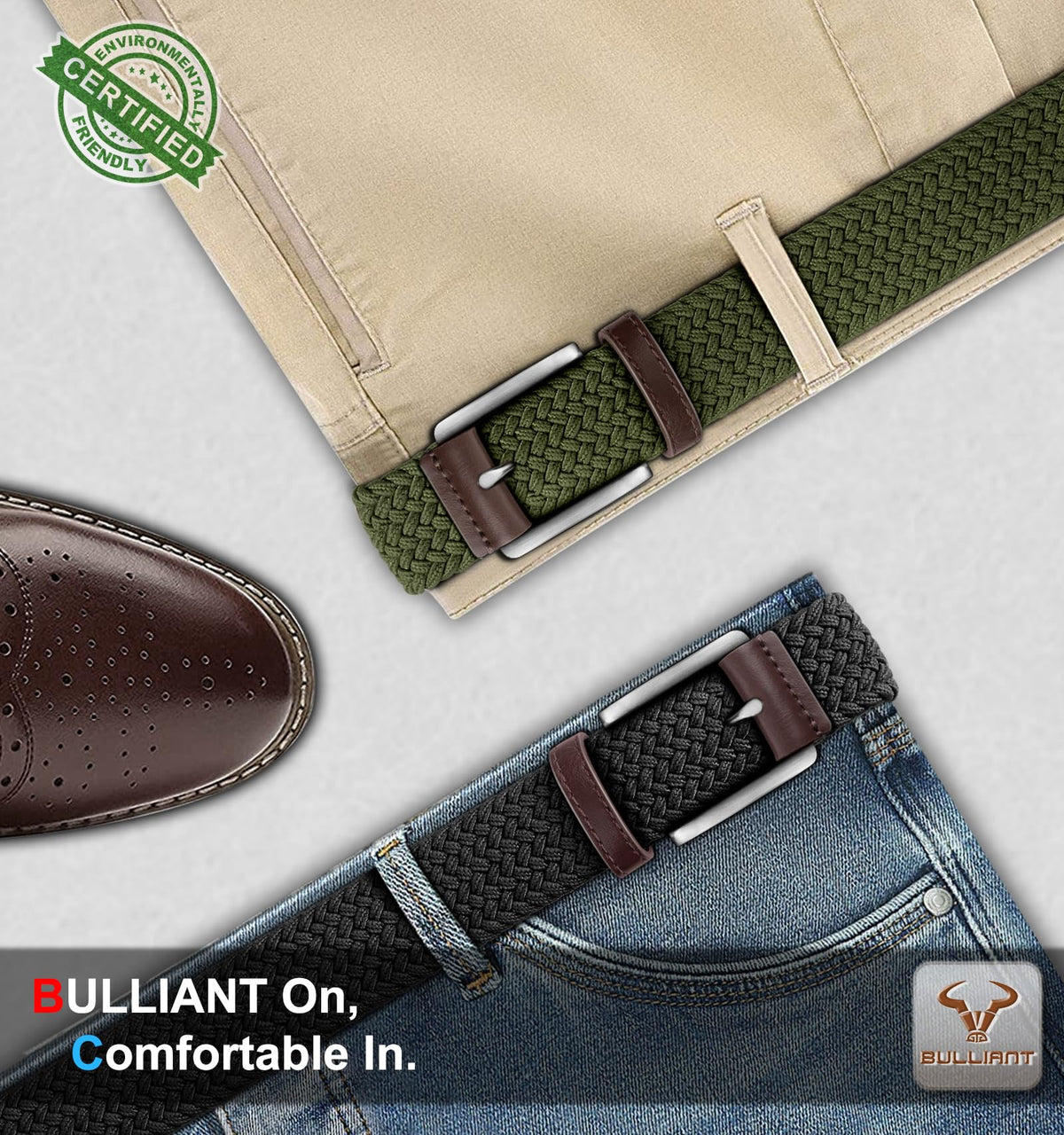 BULLIANT casual golf wear belt pairs well with denim and athletic outfits for versatile use