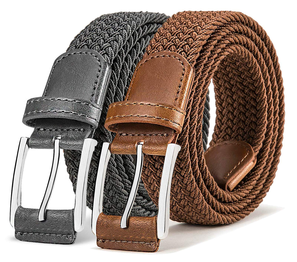 BULLIANT belt elastic braided strap dark gray with adjustable fit for casual wear.
