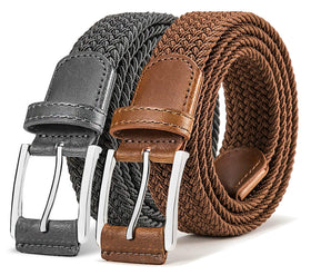 BULLIANT belt elastic braided strap dark gray with adjustable fit for casual wear.