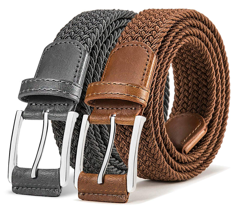 BULLIANT belt elastic braided strap dark gray with adjustable fit for casual wear.