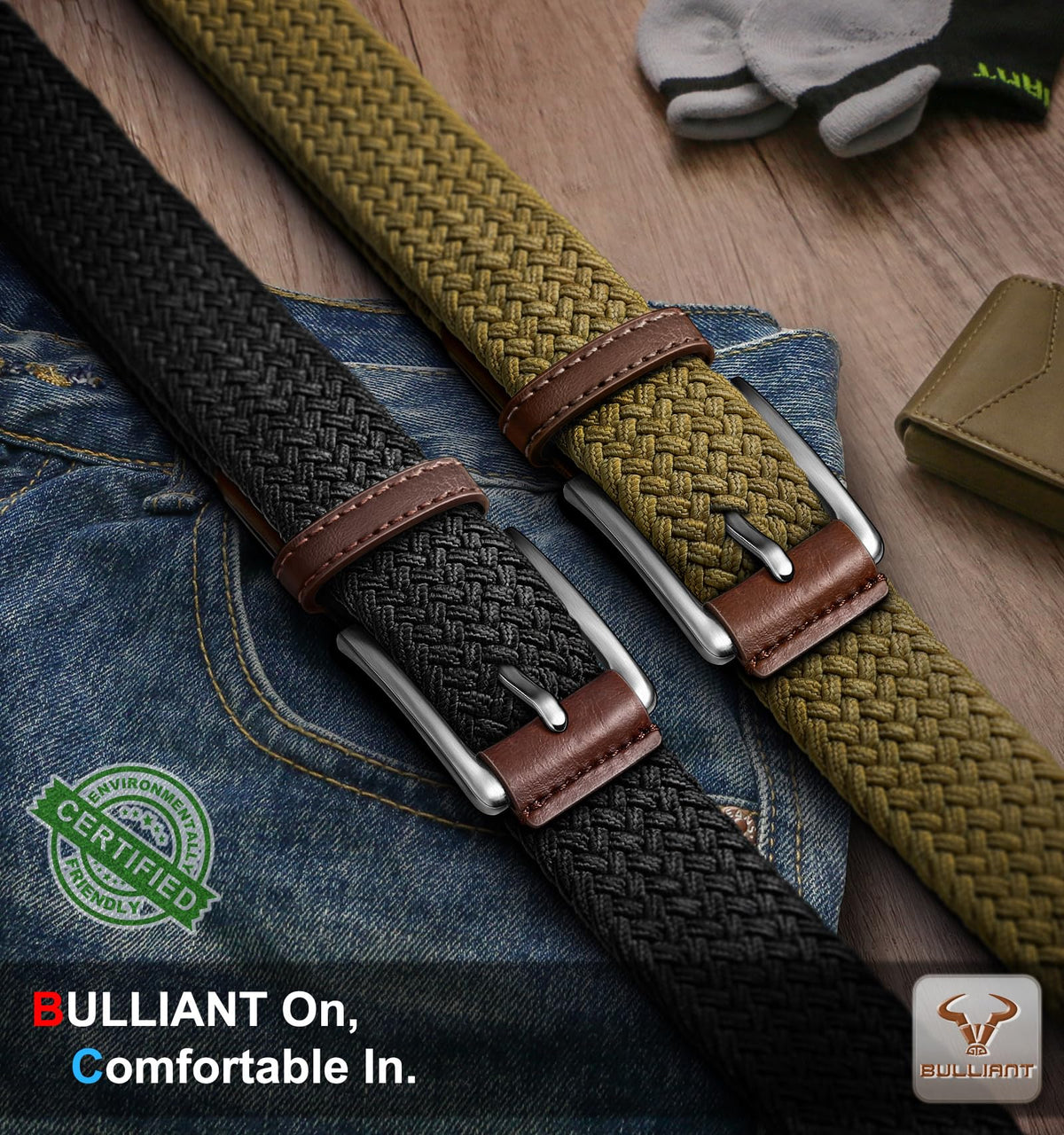 BullIANT belt elastic strap demonstrates flexible fit for active movement.