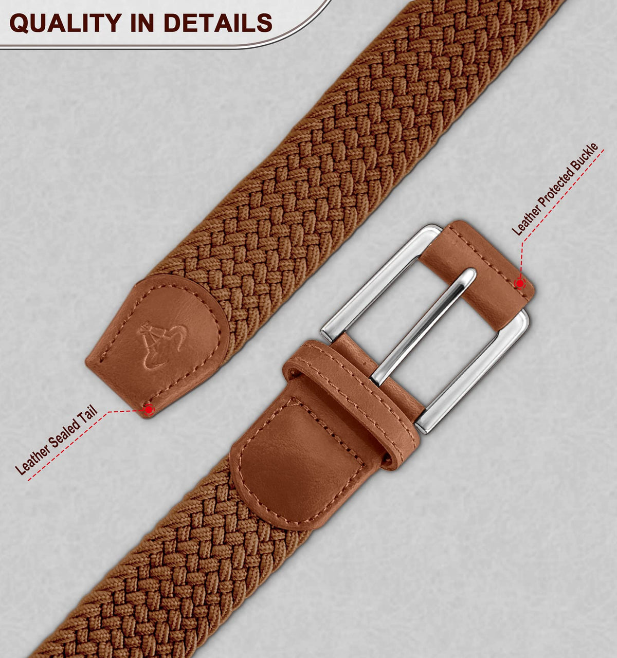 BULLIANT belt with dark gray and brown tones complements casual outfits