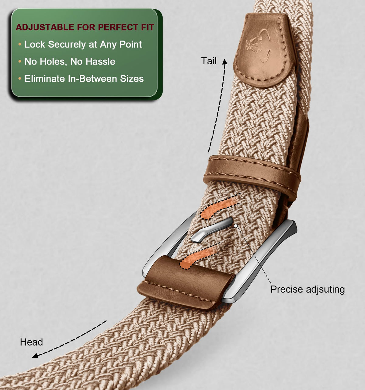 BULLIANT belt on golf-style wear demonstrates easy adjustability and comfort.