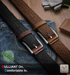 BULLIANT belt 2-pack close-up light brown buckle showing adjustable fit.