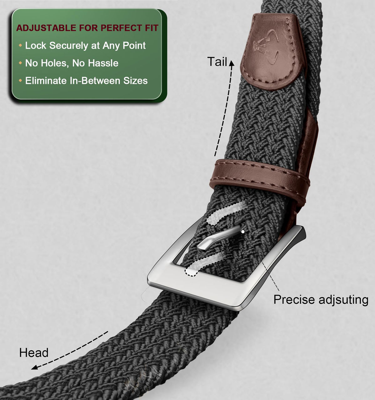 BULLIANT zinc buckle close-up highlights durable hardware against scratching.