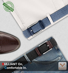 BULLIANT belt styled for golf and jeans, everyday wear.