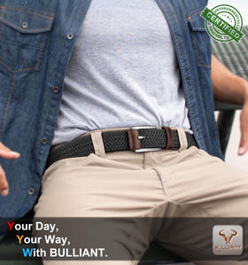 BULLIANT belt color options shown in Black and Deep Brown for versatile styling.