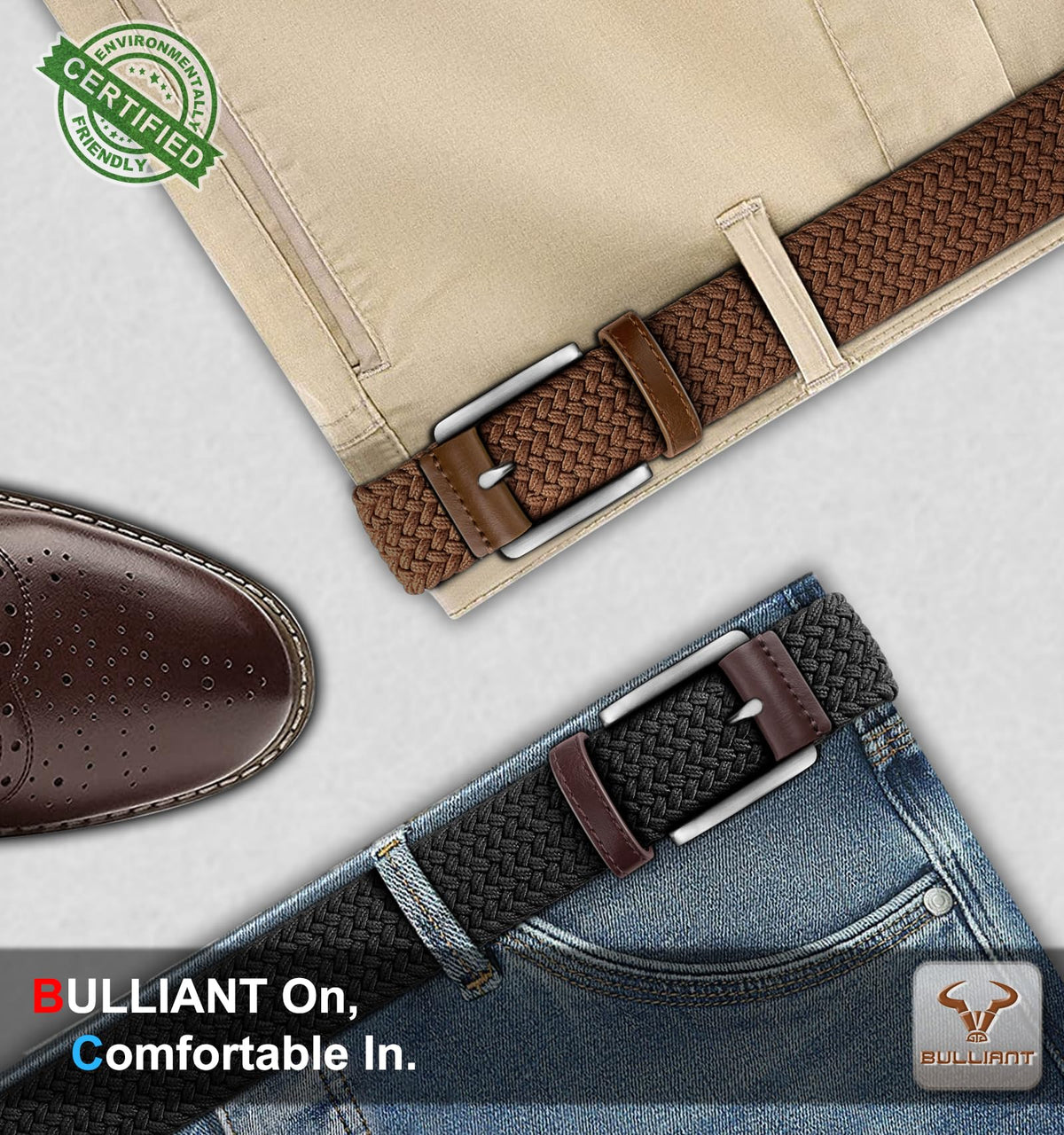 BULLIANT belt packaging and product display for shoppers.