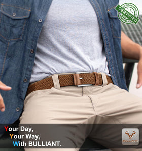 BULLIANT belt dark gray worn with jeans, showcasing versatile casual style.