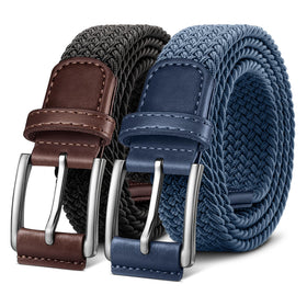 BULLIANT belt buckle close-up with elastic braided design for a precise fit.
