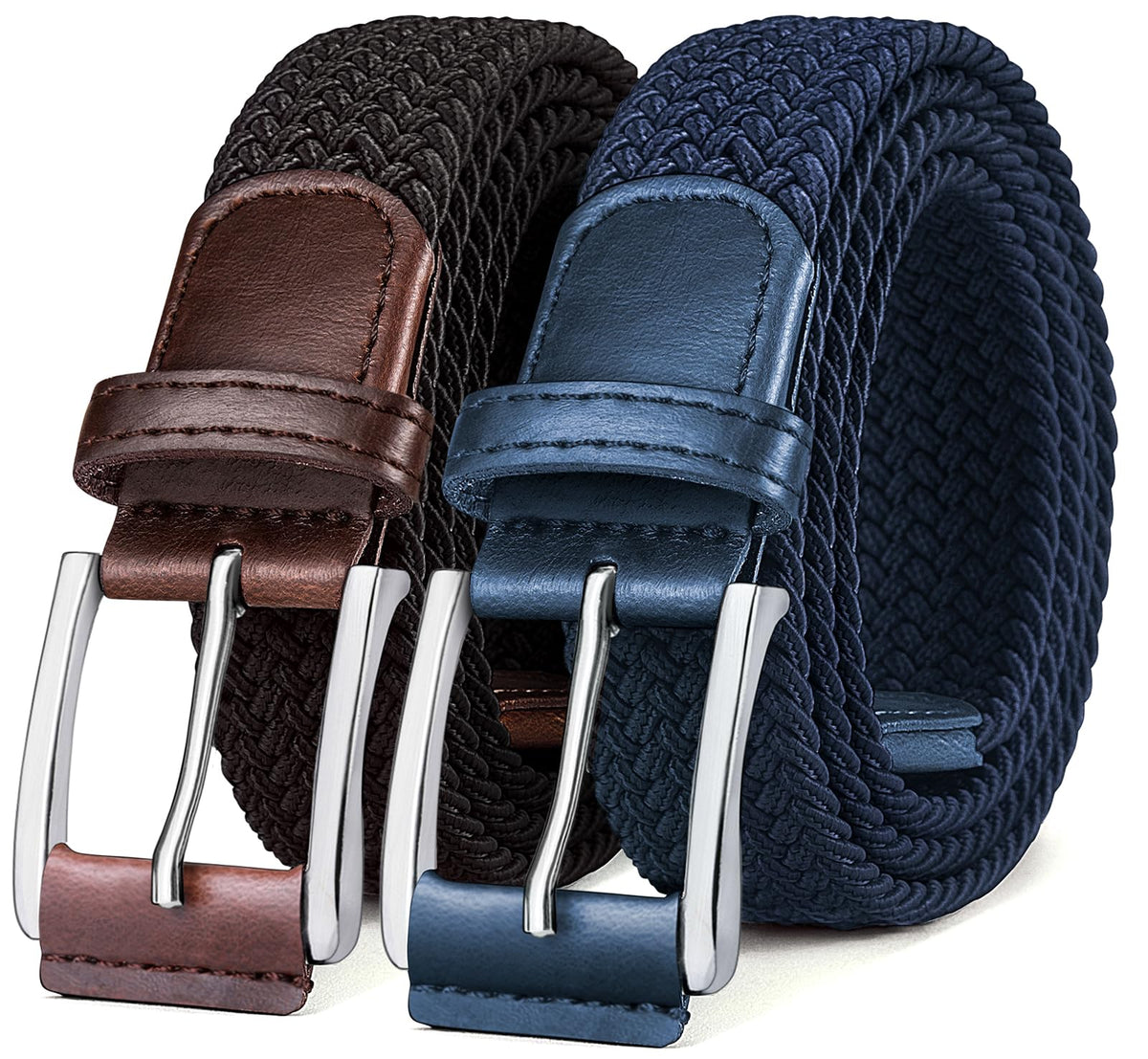 BULLIANT elastic braided belt with no-hole buckle provides a precise fit.