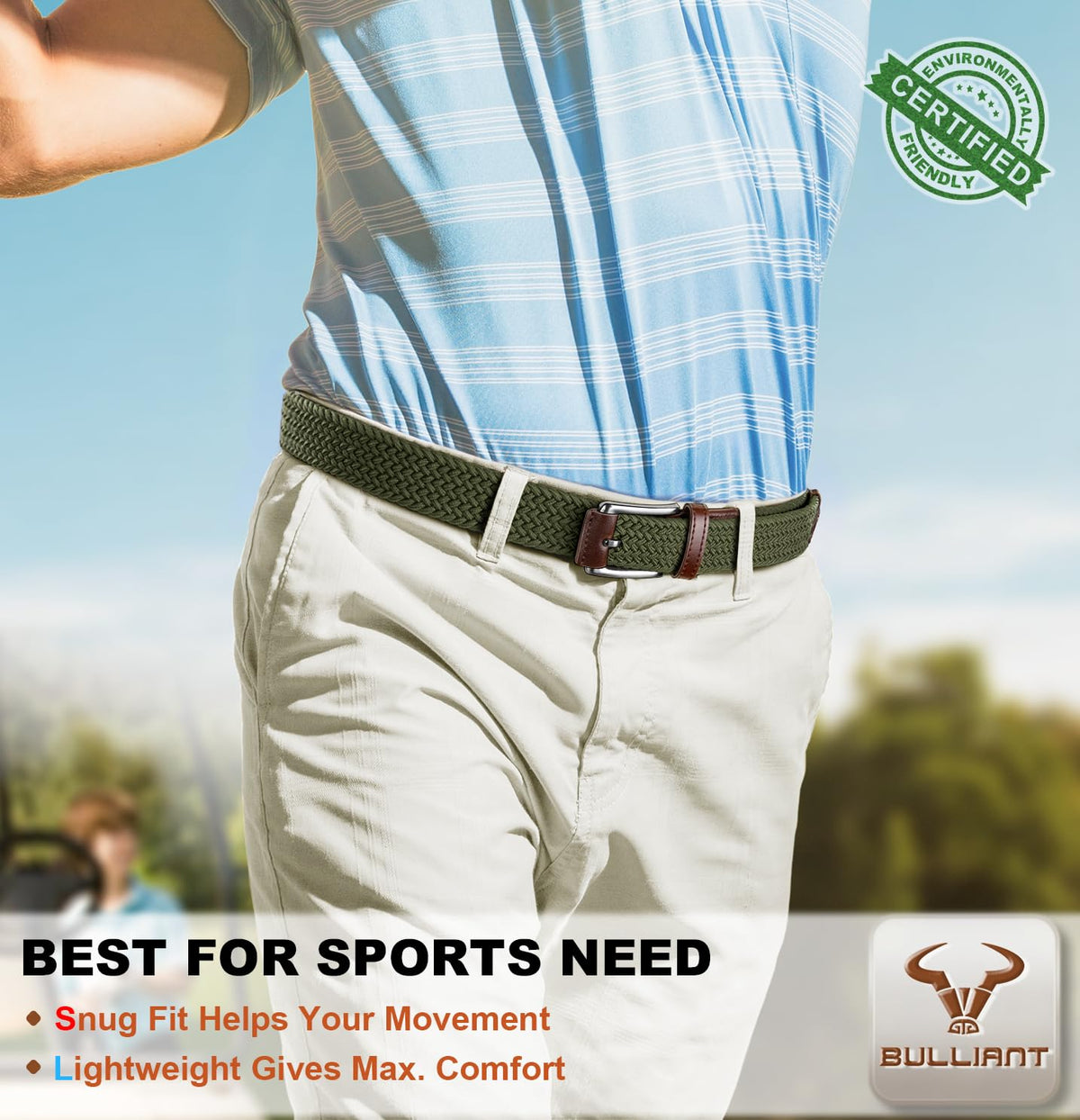 No-hole buckle belt from BULLIANT creates a clean, multicolor look with easy tightening.