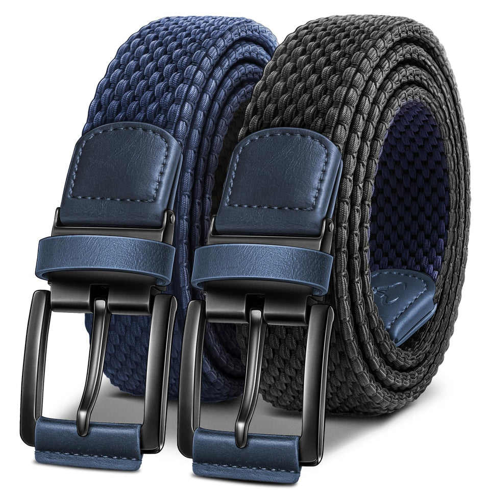 BULLIANT men's reversible golf belt showing black and antique blue sides for versatile outfits.
