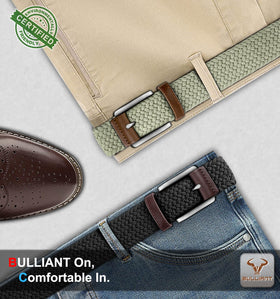 BULLIANT belt suits golf, fishing, and skating with a flexible fit.