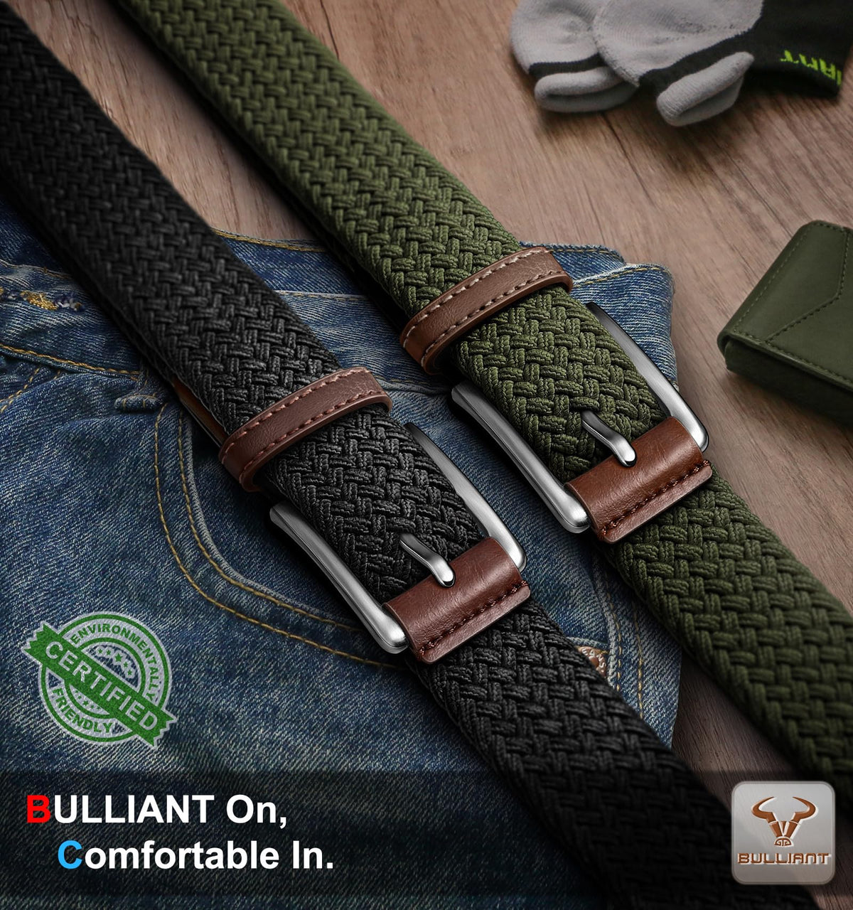 BULLIANT zinc buckle belt shows sturdy hardware and scratch protection for long-lasting use