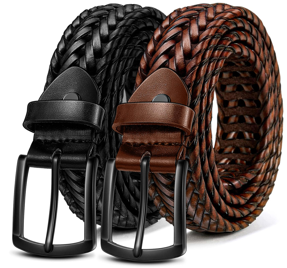 BULLIANT braided belt in black close-up shows durable woven texture for daily wear