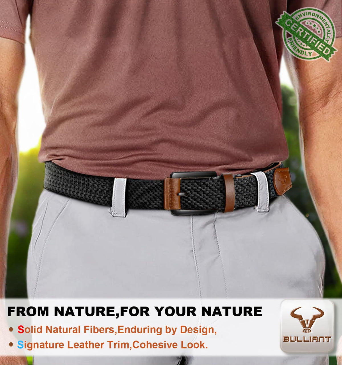 BULLIANT belt buckle close-up showcases secure closure for confident swings.