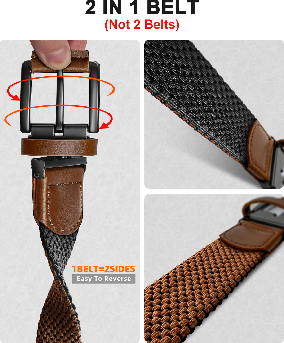 BULLIANT golf belt reversible design highlights quick color swap for different looks.