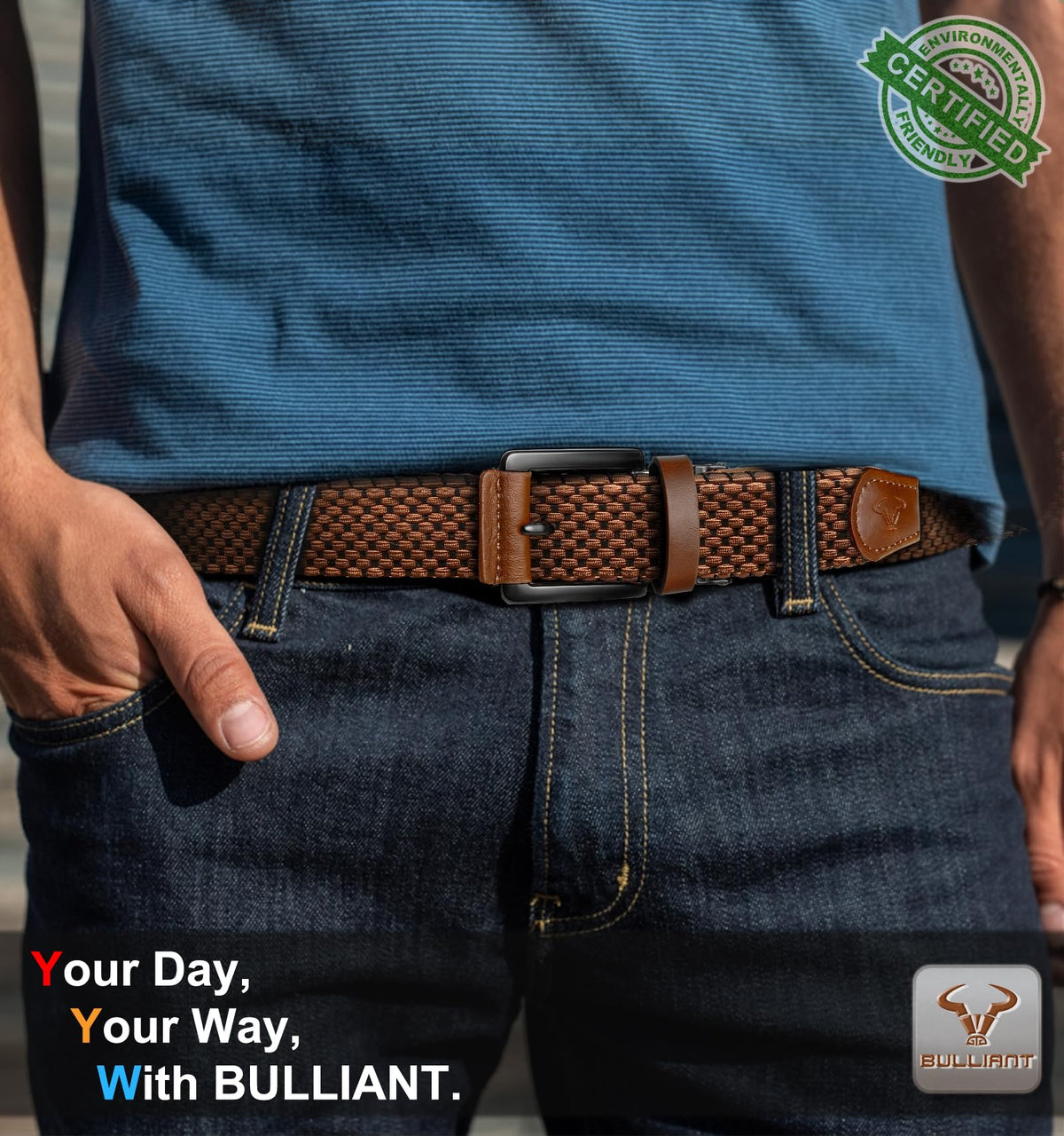 BULLIANT stretch-fit belt supports natural movement during your golf swing.