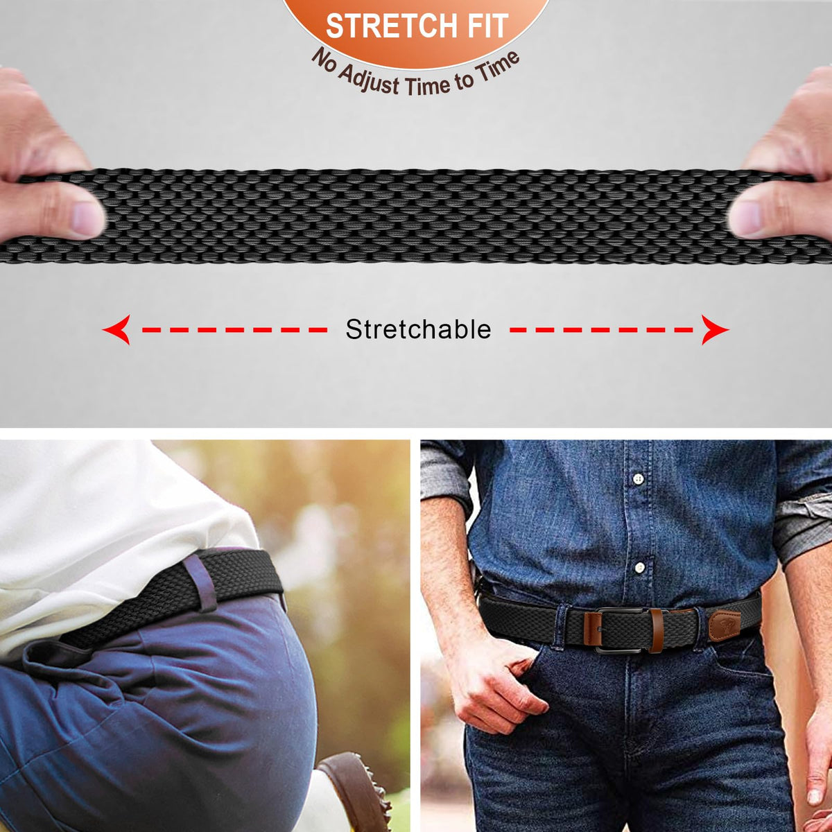 BULLIANT belt worn with casual wear adds modern polish.