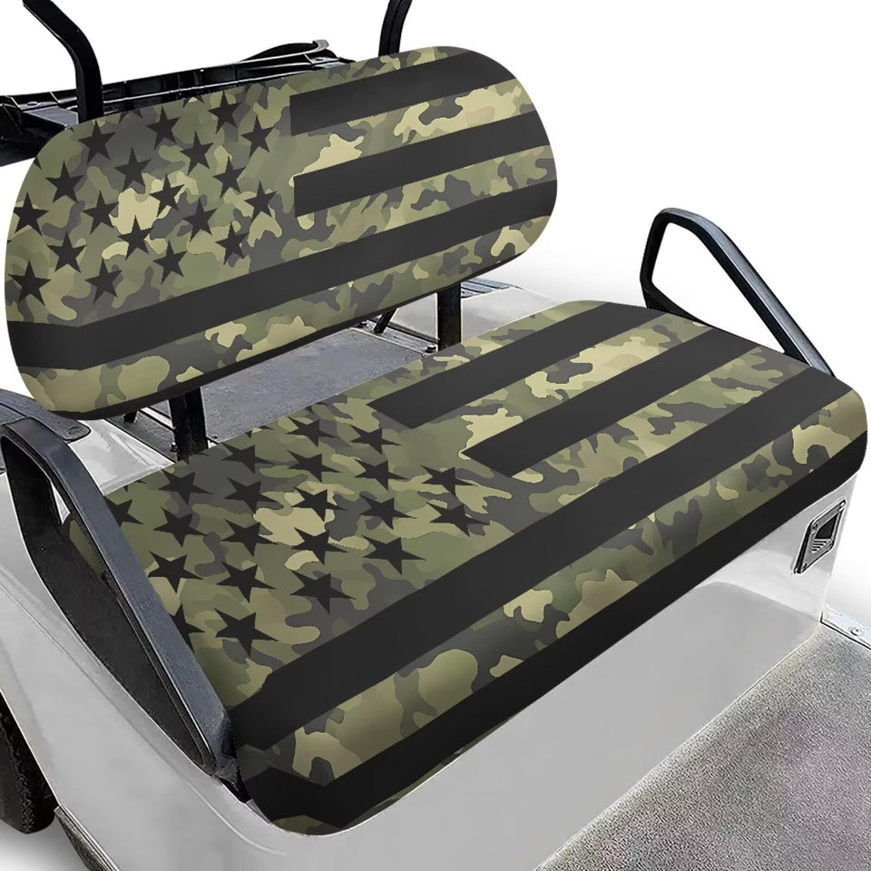 Bulopur American Flag Golf Cart Seat Towel Cover on the front seat provides a secure fit.
