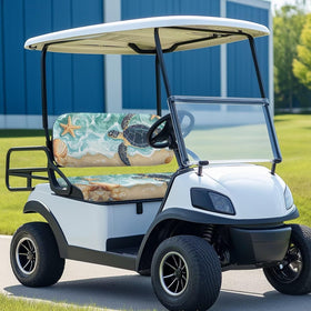 Bulopur seat towel set on a 2-seat golf cart with coastal vibe
