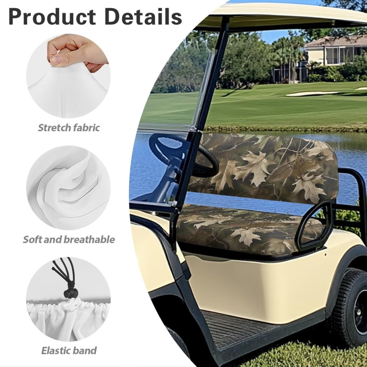 Bulopur Camo Seat Cover in-use shot showing easy stretch-on fit