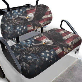 Bulopur Eagle Flag golf cart seat cover front view protects seats from sun fading