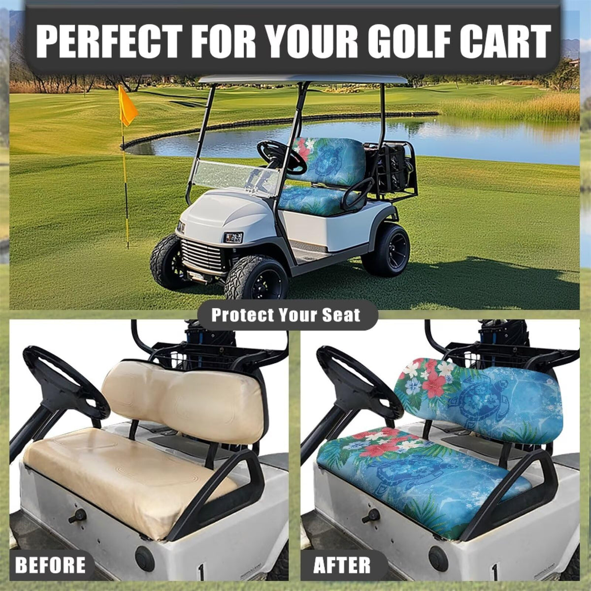 Bulopur golf cart seat cover with UV protection shields seats from sun damage