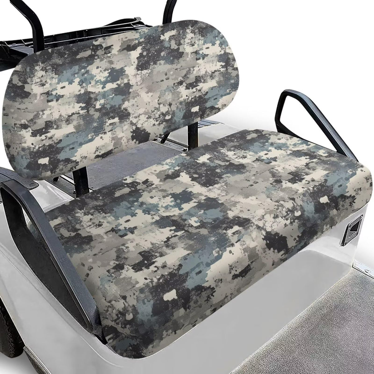 Bulopur Grey Camo seat cover kit on golf cart, universal fit for EZGO and Club Car