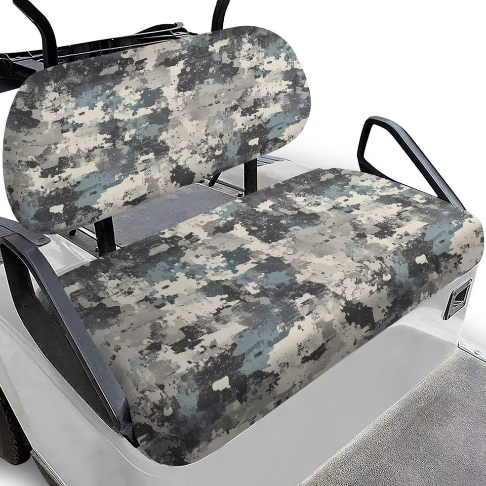 Bulopur Grey Camo seat cover kit on golf cart, universal fit for EZGO and Club Car