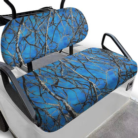 Bulopur hunting camo seat cover on Club Car Precedent shields seats during rugged rounds.