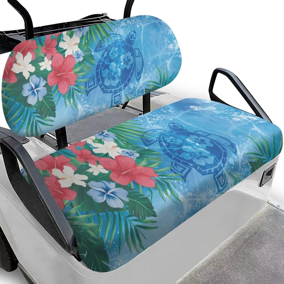 Bulopur Sea Turtle Club seat cover in tropical print protects two-seat golf cart seats