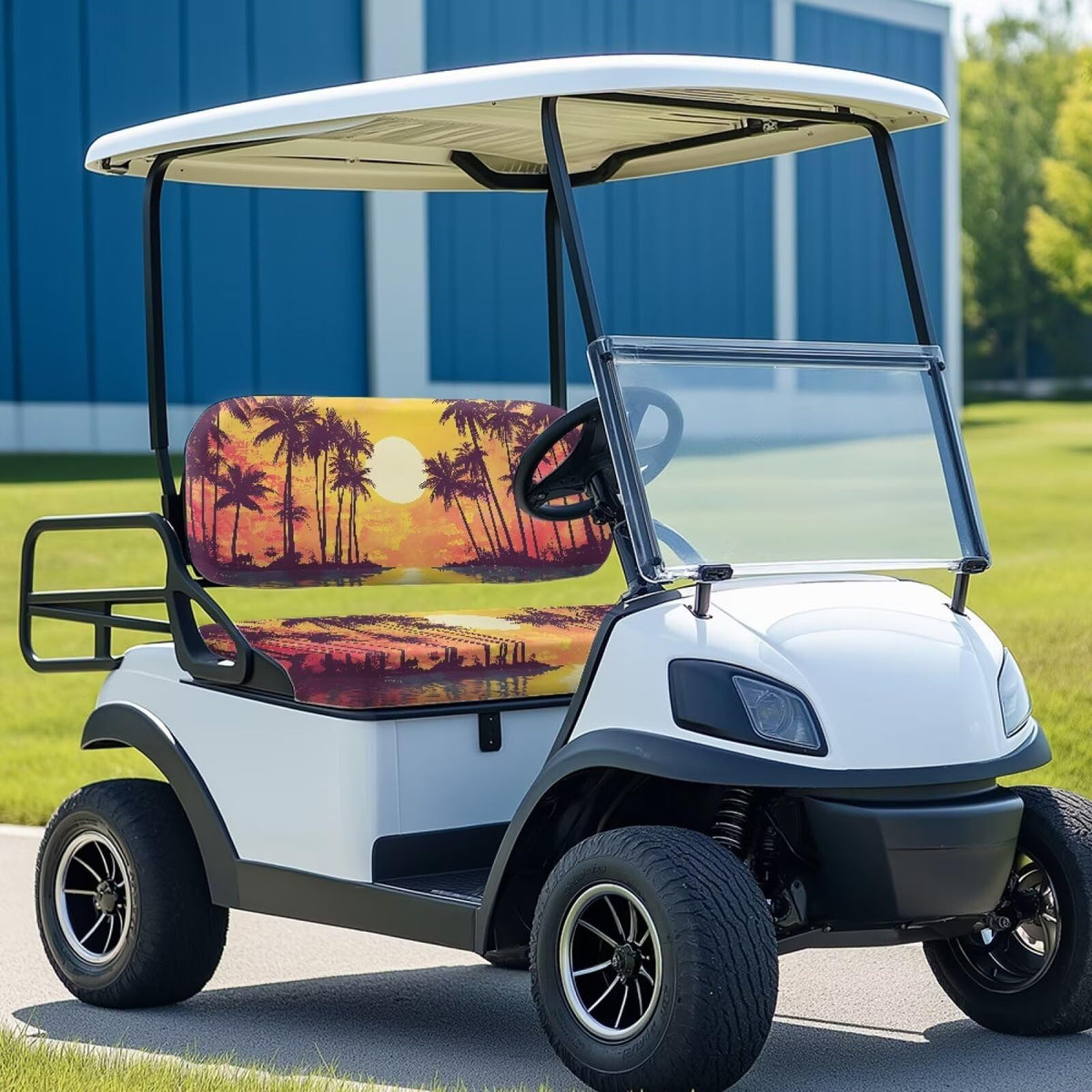 Bulopur Sunset Palm Tree seat cover side detail blends style with breathable, soft fabric