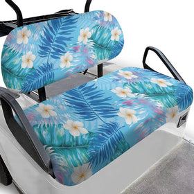 Bulopur tropical leaves frangipani front seat cover protects two-seat golf cart seats during long rounds.