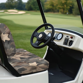 Bulopur universal-fit seat covers fit most 2-passenger carts for quick setup.