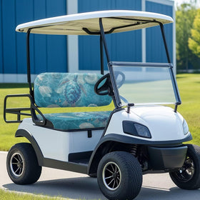 Bulopur universal-fit two-seat cart seat cover secures seats securely.