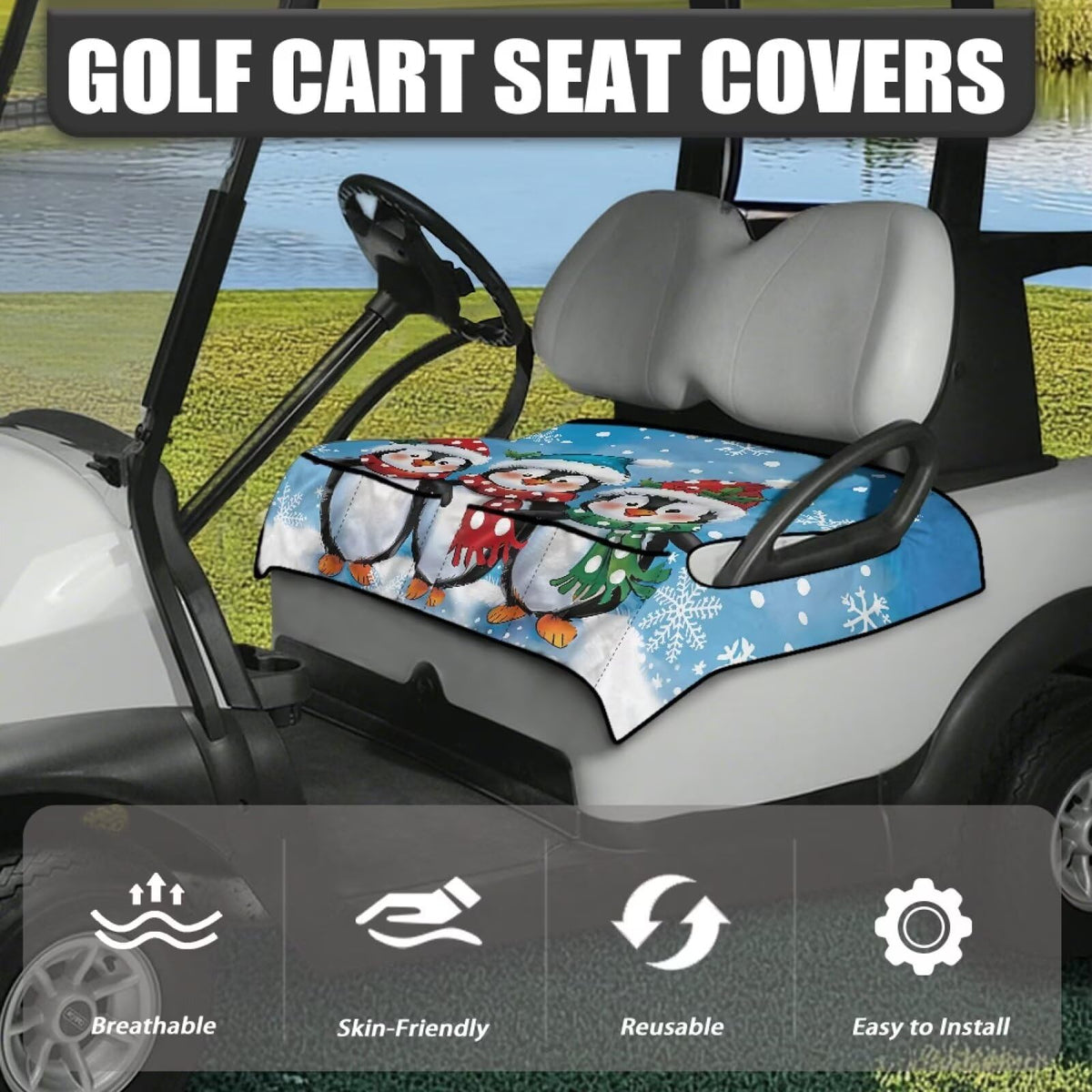 Bulopur universal seat towel cover fits 2-person golf carts with easy care
