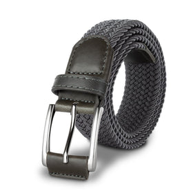 BUMA By Origeness stretch braided belt gray closeup buckle for durable daily wear.